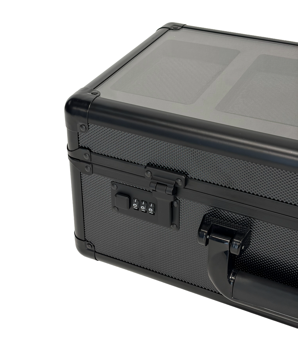 4 ROW ALUMINIUM TRADING CARD STORAGE CASE WITH DISPLAY PANEL & NUMBER SAFETY LOCK