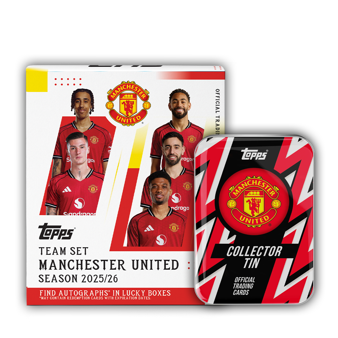 TOPPS MANCHESTER UNITED TEAM SET 2025/26 & COLLECTOR TIN BUNDLE SEALED