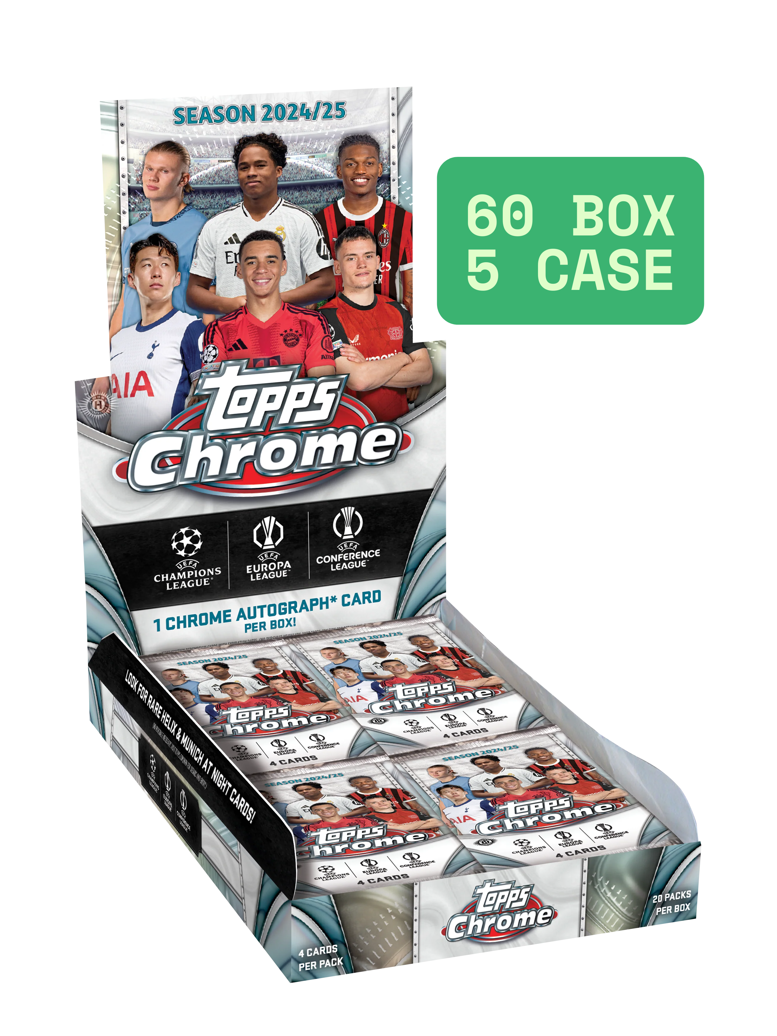 2024-25 Topps Chrome® UEFA Club Competitions 60 Hobby Box 5 Case PYT/PYP #1