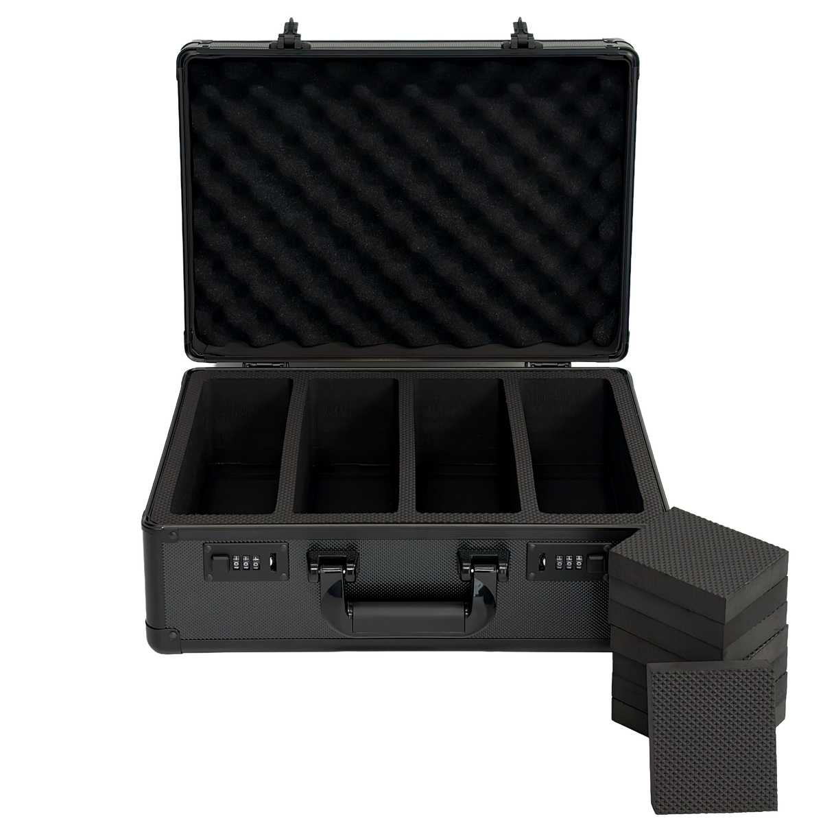 4 ROW ALUMINIUM TRADING CARD STORAGE CASE WITH NUMBER SAFETY LOCK