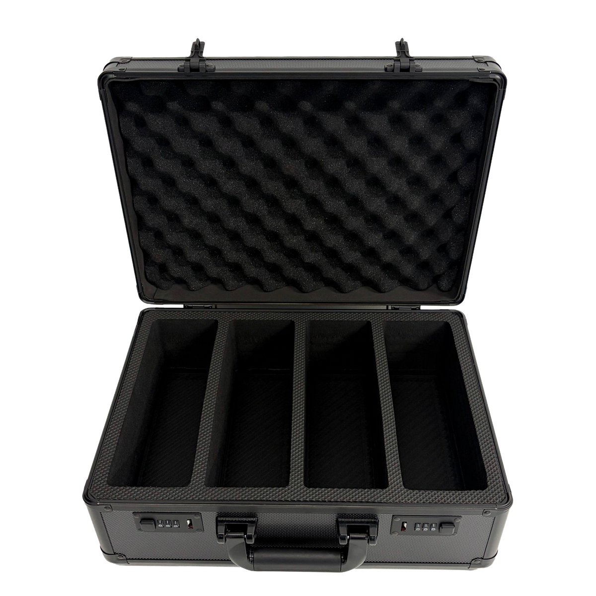 4 ROW ALUMINIUM TRADING CARD STORAGE CASE WITH NUMBER SAFETY LOCK