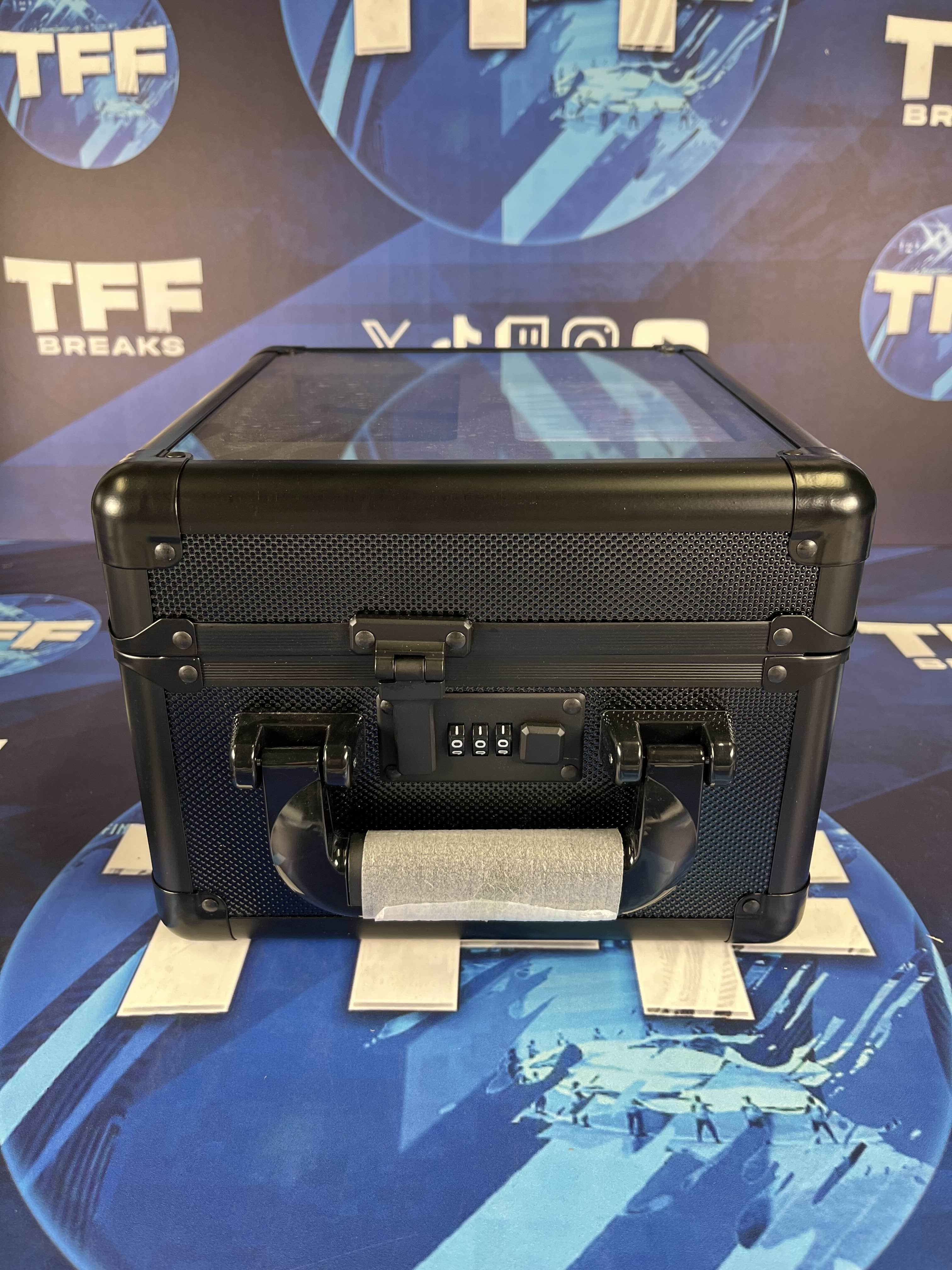 2 ROW ALUMINIUM TRADING CARD STORAGE CASE WITH DISPLAY PANEL & NUMBER SAFETY LOCK