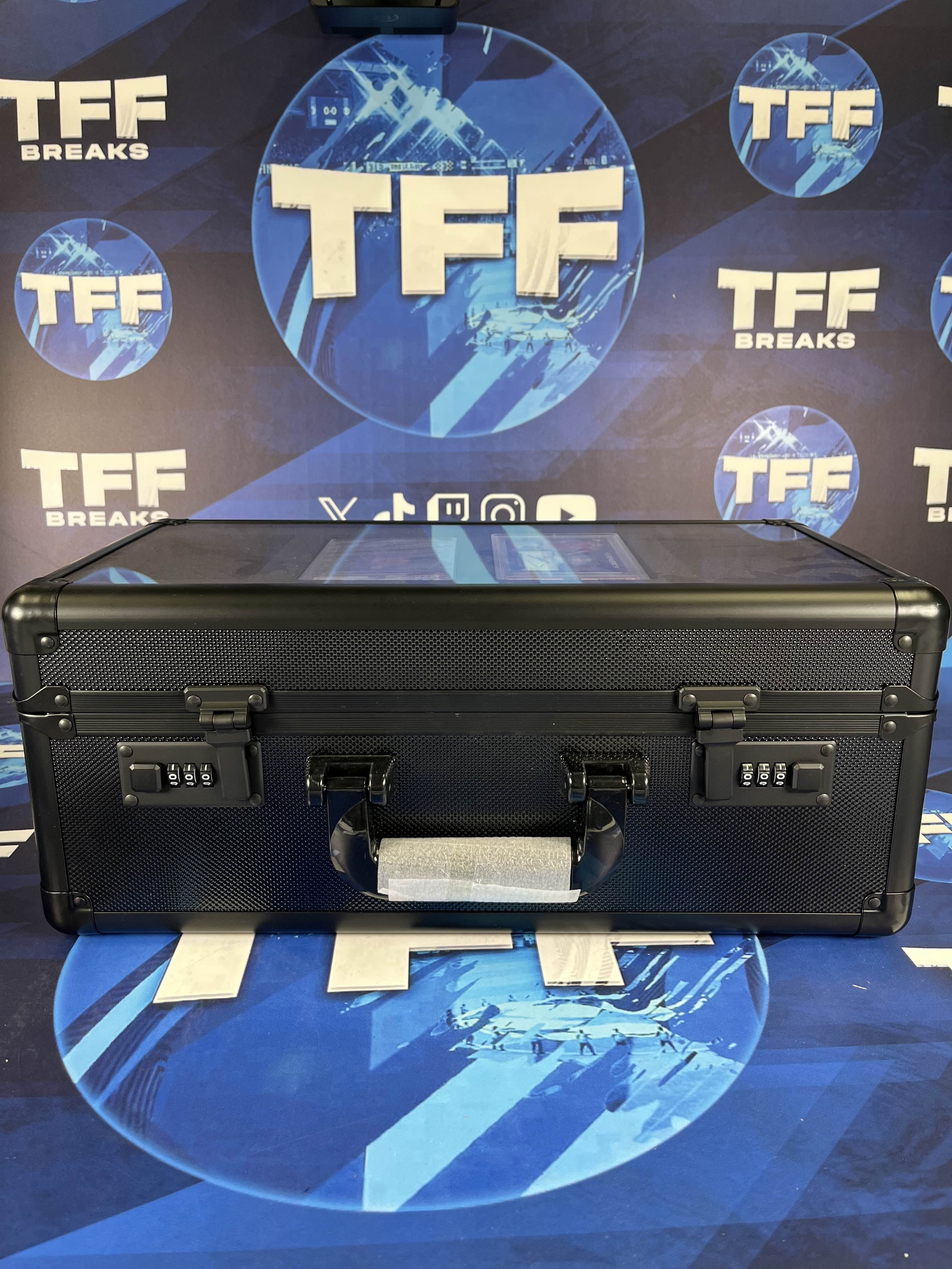 4 ROW ALUMINIUM TRADING CARD STORAGE CASE WITH DISPLAY PANEL & NUMBER SAFETY LOCK