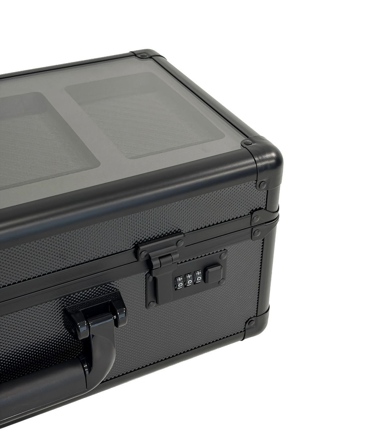 4 ROW ALUMINIUM TRADING CARD STORAGE CASE WITH DISPLAY PANEL & NUMBER SAFETY LOCK